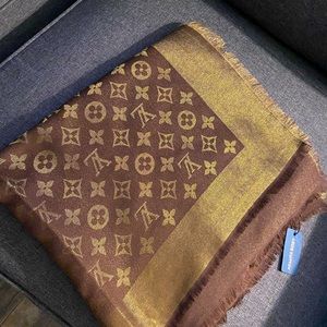 Monogram denim shawl